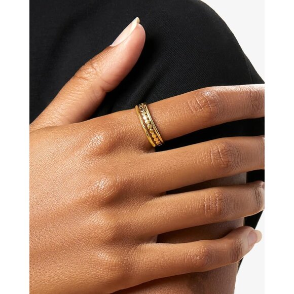 Non Tarnish Gold Stacking Rings Set for Women – Sizes 5-10, Cute & Stylish - Picture 7 of 9